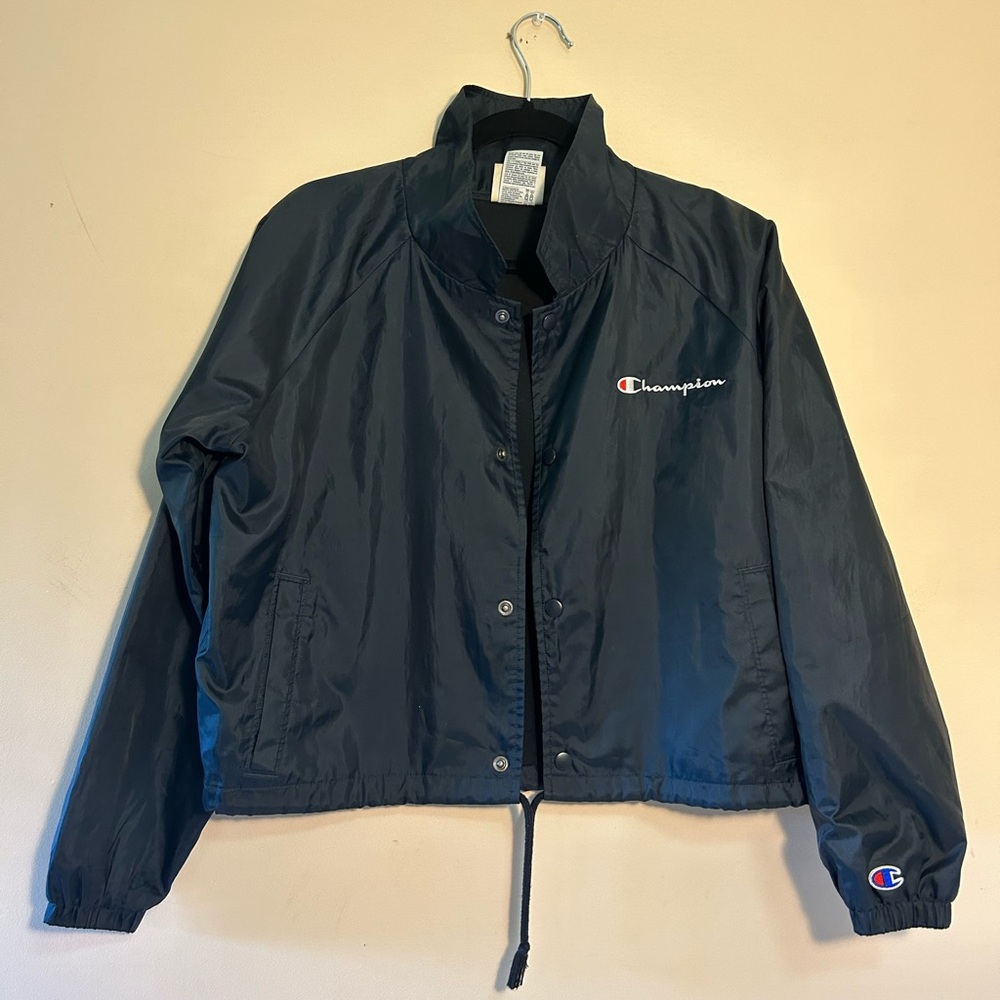 Champion Bomber Jacket Black Cropped L